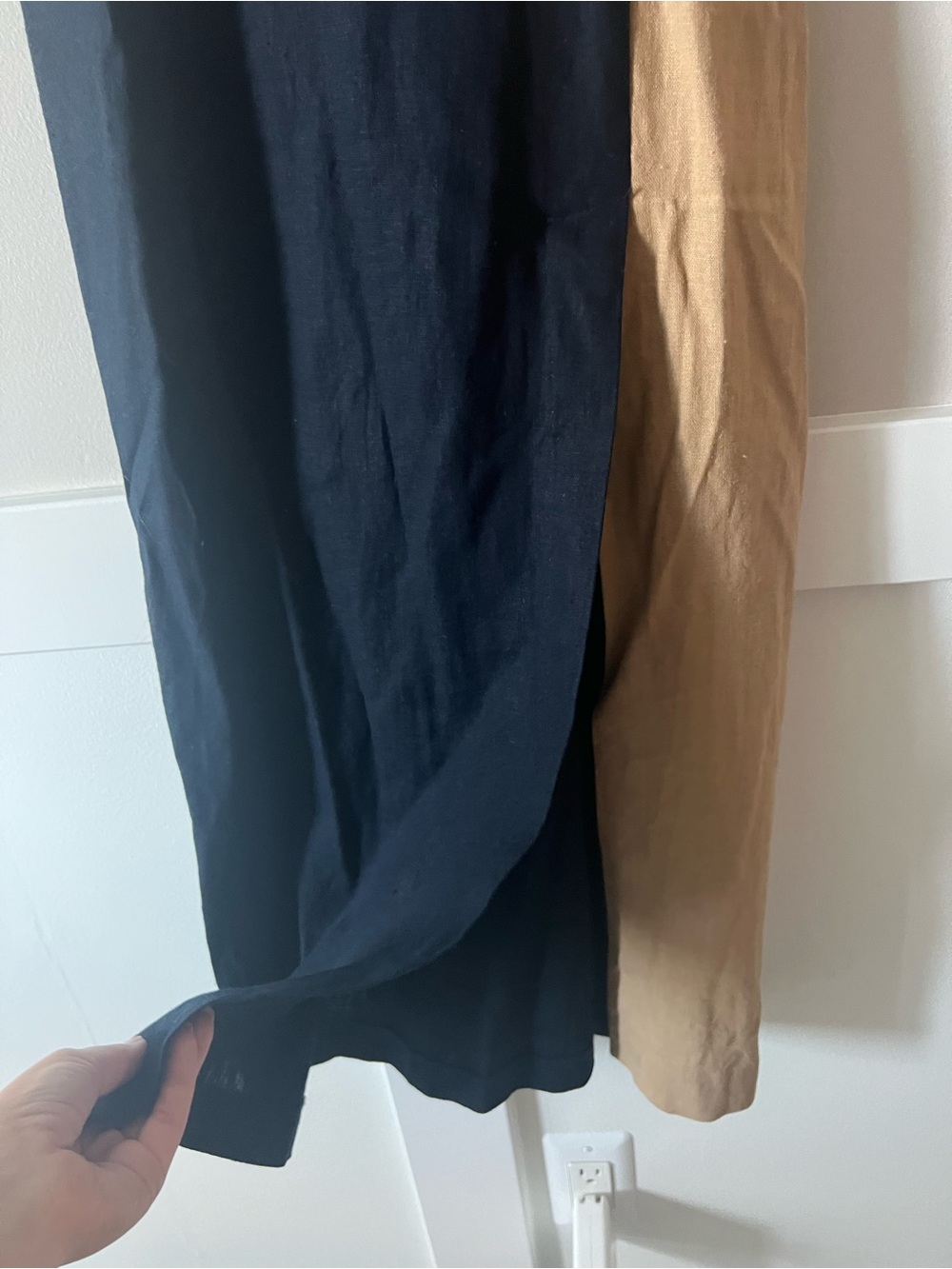 Zara Colorblock Linen Blend Midi Dress Black White Slip Cocktail Dress Size M - Picture 4 of 8